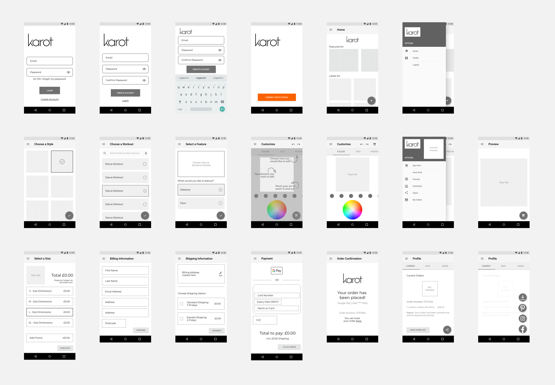 Image of Android wireframes