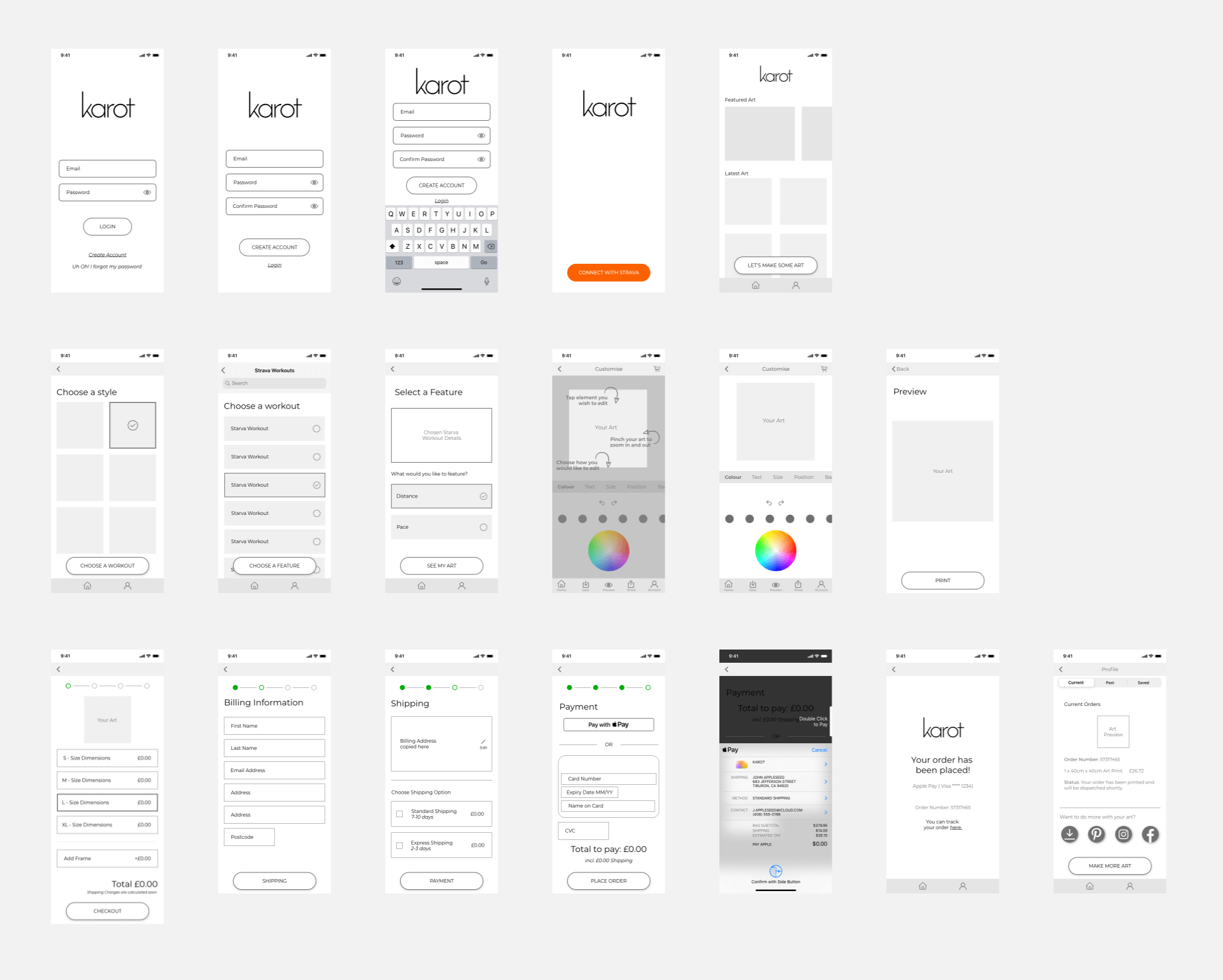 Image of iOS wireframes